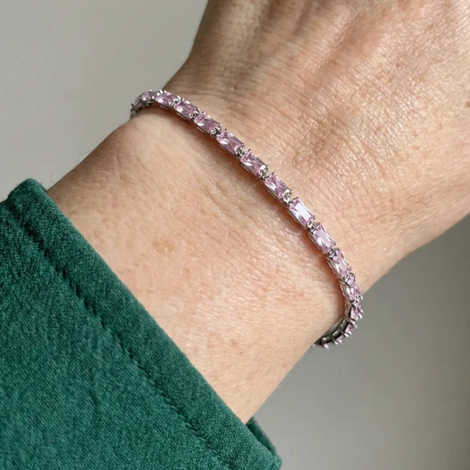 Pink Sapphire Prism Tennis Bracelet | White Gold - Image 2