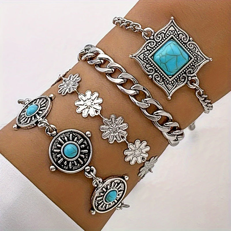 Sky Stone Layered Bracelet Set | White Gold
