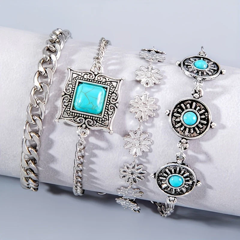 Sky Stone Layered Bracelet Set | White Gold - Image 2