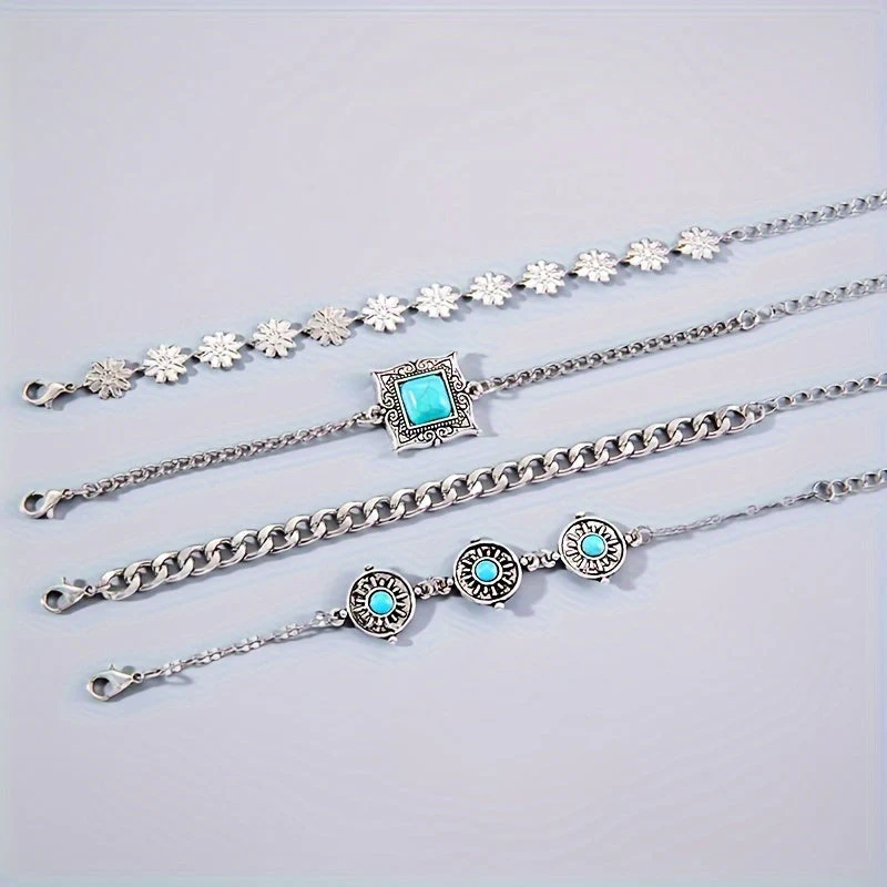 Sky Stone Layered Bracelet Set | White Gold - Image 3