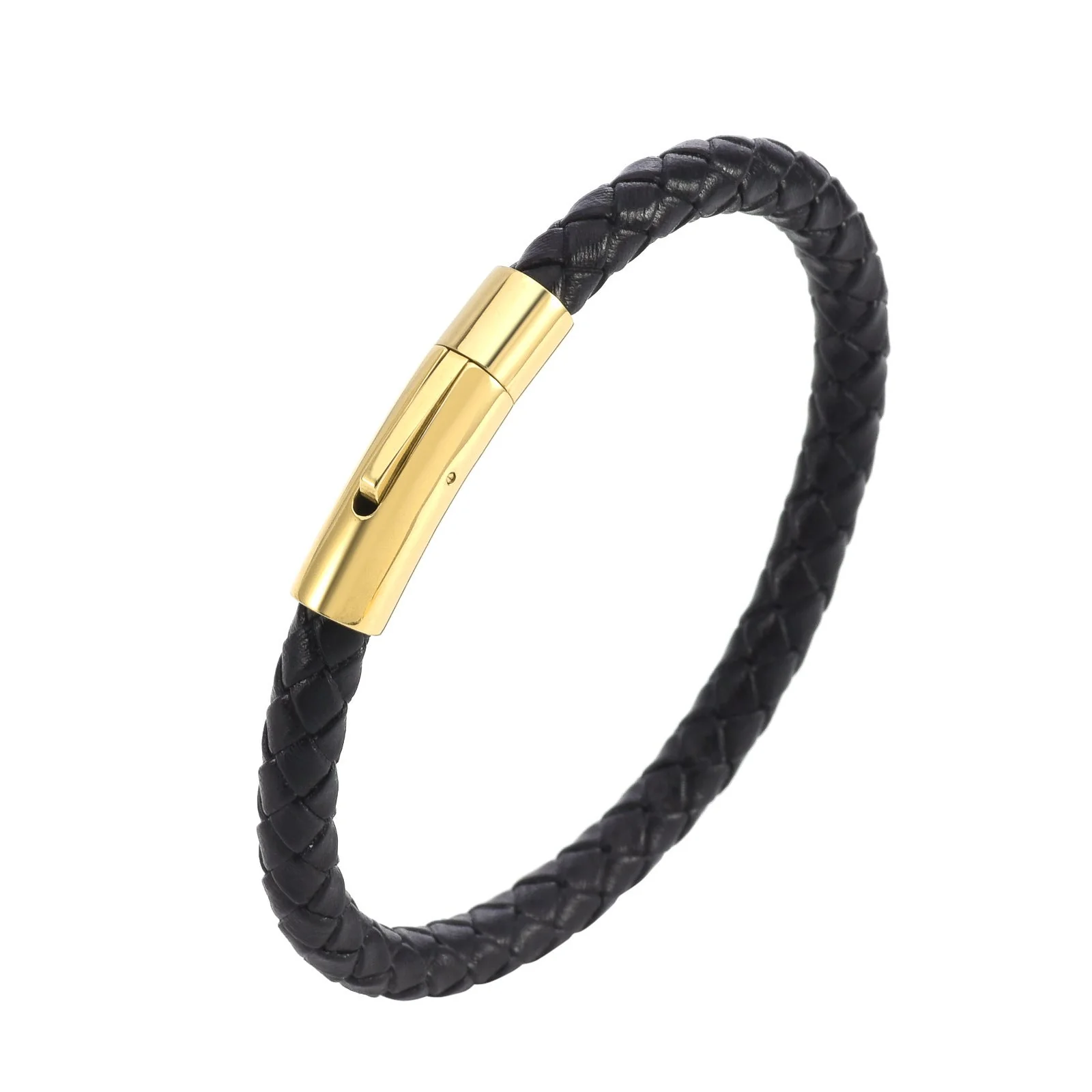Valor Leather Braid Bracelet | White Gold - Image 2