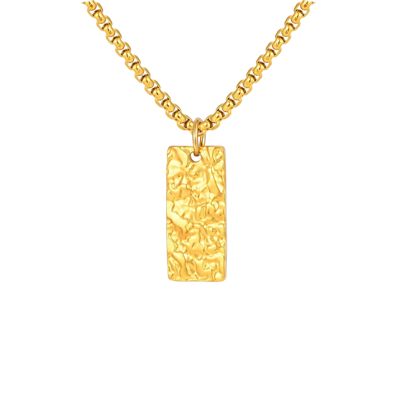 Ziven Hammered Bar Necklace | White Gold - Image 2